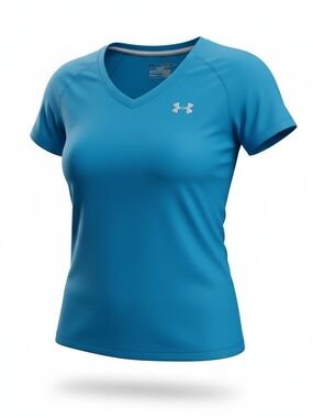 Under Armour Women’s Short Sleeve V-Neck Heat Gear Tee — Blue